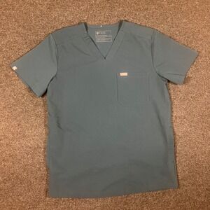 FIGS Mens‎ Chisec Three-Pocket Scrub Top Dark Teal Blue V-Neck S TM3000